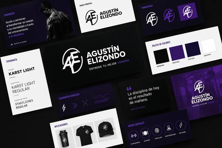 Aplicaciones de la identidad visual de AE Fit
